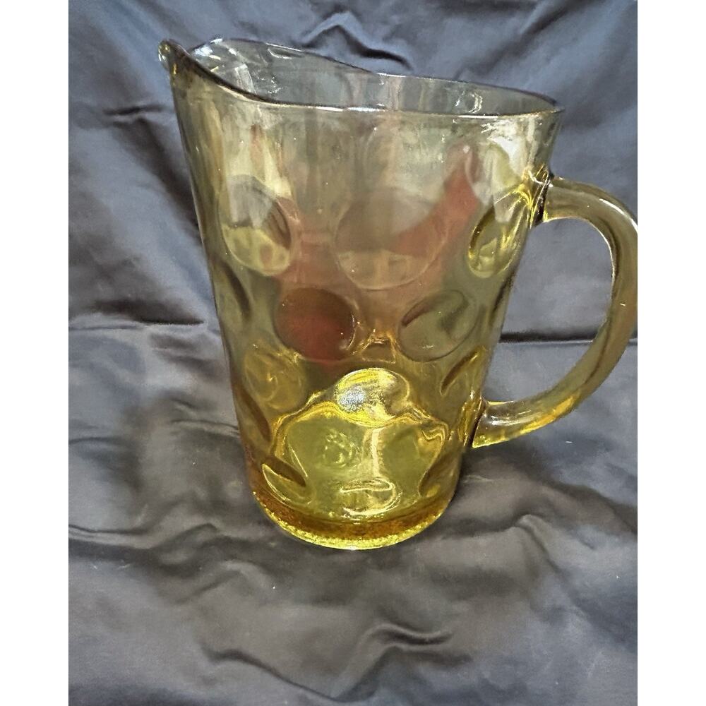 ORIGINAL Vintage 9” Hazel Atlas Glass El Dorado Dots Pattern Pitcher Jug